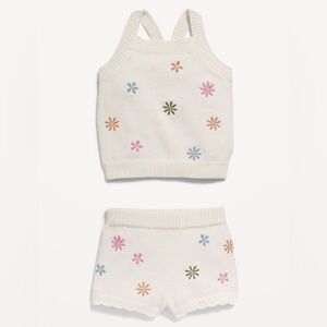 Kids Cream Knit Floral Set